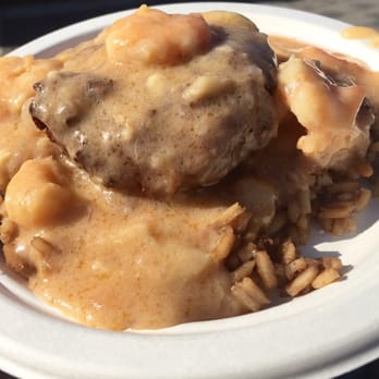 Family Gras - Delicious crab cake with shrimp over dirty rice! - Festivals Near Me - Metairie, Louisiana Family Gras - Delicious crab cake with shrimp over dirty rice! - Festivals Near Me - Metairie, Louisiana
