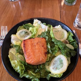 The Dutch - Citrus Glazed Salmon, Gem Lettuce, Tabouleh, Cucumber Yogurt - American Near Me - New York, New York The Dutch - Citrus Glazed Salmon, Gem Lettuce, Tabouleh, Cucumber Yogurt - American Near Me - New York, New York