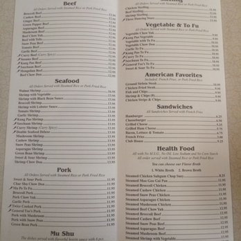 Ocean Garden - Menu as of 01/13/2019 - Chinese Near Me - Springfield, Oregon