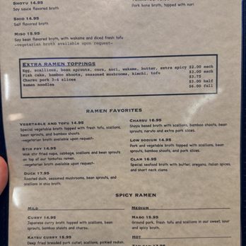 Kumako Ramen Den - menu - Ramen Near Me - San Jose, California