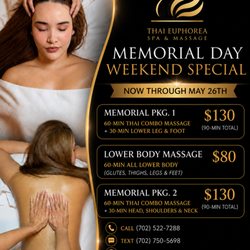 Thai Euphorea Spa - Best Memorial Day Weekend Massage Specials in Las Vegas!