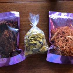 Kho Bo Bites - Spicy curry beef jerky, dried guava, squid jerky