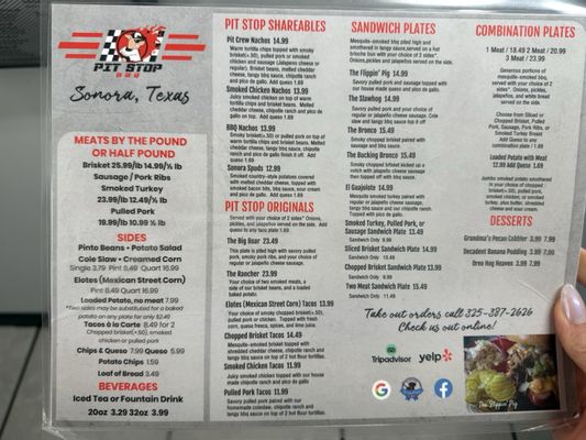 Menu photo 1 Pit Stop Bbq Sonora, TX Menu photo 1 Pit Stop Bbq Sonora, TX