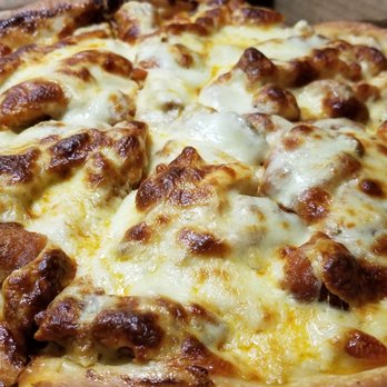 Carbone's Pizza & Subs - Small (13", six slice) Buffalo Chicken Finger Pizza [medium, blue cheese base sauce] - Tons of cheese and chicken fingers underneath it! - Pizza Near Me - Buffalo, New York