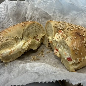 Sonny's Bagels - Sesame bagel with veggie cream cheese - Bagels Near Me - South Orange, New Jersey Sonny's Bagels - Sesame bagel with veggie cream cheese - Bagels Near Me - South Orange, New Jersey