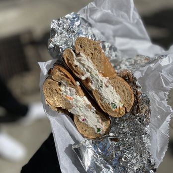 Kossar's Bagels & Bialys - Whole wheat bagel with Tofu Veggie Cream Cheese - Bagels Near Me - New York, New York Kossar's Bagels & Bialys - Whole wheat bagel with Tofu Veggie Cream Cheese - Bagels Near Me - New York, New York