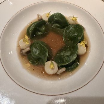 Spruce - Celery root trialotti, black truffle, consommé, first course, January 2026 Saturday prix fixe, 10/10 - American Near Me - San Francisco, California
