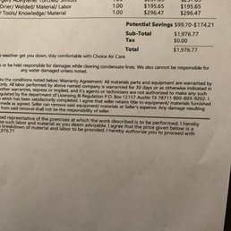 Invoice for Choice Air Care. Invoice for Choice Air Care.