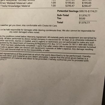 Tri County Air Care - Invoice for Choice Air Care. - Heating & Air Conditioning/HVAC Near Me - Van Alstyne, Texas Tri County Air Care - Invoice for Choice Air Care. - Heating & Air Conditioning/HVAC Near Me - Van Alstyne, Texas