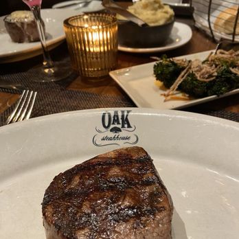 Oak Steakhouse - Filet mignon, with broccolini and whipped potatoes - Steakhouses Near Me - Nashville, Tennessee Oak Steakhouse - Filet mignon, with broccolini and whipped potatoes - Steakhouses Near Me - Nashville, Tennessee