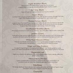 Laguna Kitchen & Bar - Tea menu