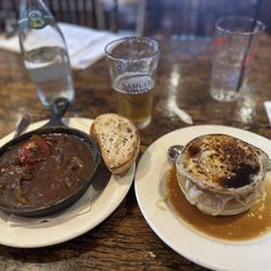 French Onion Soup and Spicy Filet Mignon Tips