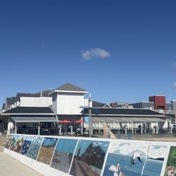 Seagulls Restaurant and Lounge - View of establishment from the pier. Long, long pier with interesting artwork!