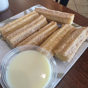 Taqueria Vallarta - Churros- these were cream filled and served with a sweet dipping sauce! Delicious! - Mexican Near Me - Spring Lake Park, Minnesota Taqueria Vallarta - Churros- these were cream filled and served with a sweet dipping sauce! Delicious! - Mexican Near Me - Spring Lake Park, Minnesota