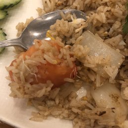 Crab fried rice, huge chunks of onion & tomato