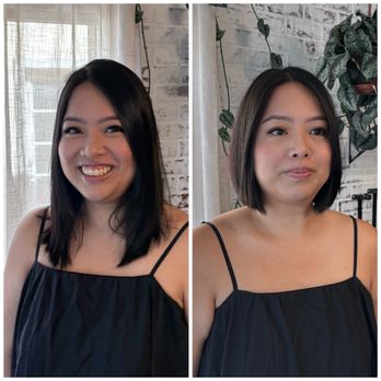 Parlour Marie - Before and after bob haircut by Laura Dee- text (714)906-0079 to book - Hair Stylists Near Me - Long Beach, California Parlour Marie - Before and after bob haircut by Laura Dee- text (714)906-0079 to book - Hair Stylists Near Me - Long Beach, California