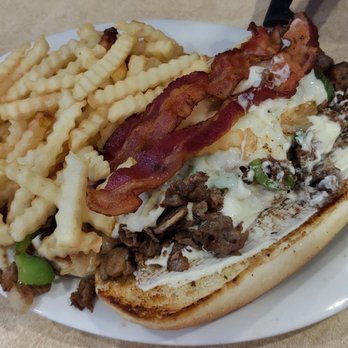 Dysart's Restaurant & Truck Stop - Steak-Cheese-Bacon Sub with Fries - Diners Near Me - Hermon, Maine Dysart's Restaurant & Truck Stop - Steak-Cheese-Bacon Sub with Fries - Diners Near Me - Hermon, Maine