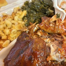 Barbecued chicken meal
