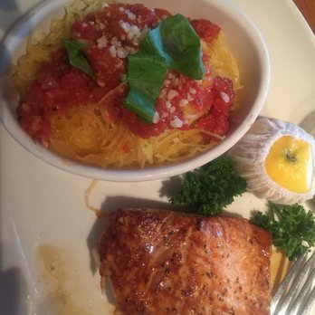 Hillstone Restaurant - Salmon with spaghetti squash - New American Near Me - Winter Park, Florida Hillstone Restaurant - Salmon with spaghetti squash - New American Near Me - Winter Park, Florida
