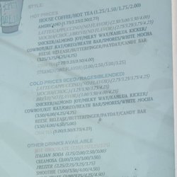 Java Break - Drinks menu