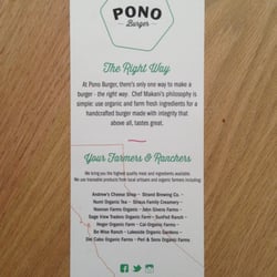 Pono Burger - Menu pg. 1
