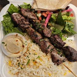 Maira Mediterranean Grill - Lamb kebab meal:  yummm!