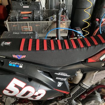 A & E Auto & Boat Upholstery - After Market Throttle Syndicate VETMX seat cover for my CRF250 that A&E had finished in one day - Auto Upholstery Near Me - Melbourne, Florida A & E Auto & Boat Upholstery - After Market Throttle Syndicate VETMX seat cover for my CRF250 that A&E had finished in one day - Auto Upholstery Near Me - Melbourne, Florida