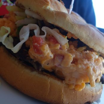 Julep - Hail Mary burger with pimiento cheese and fried green tomatoes. - Southern Near Me - Ellensburg, Washington