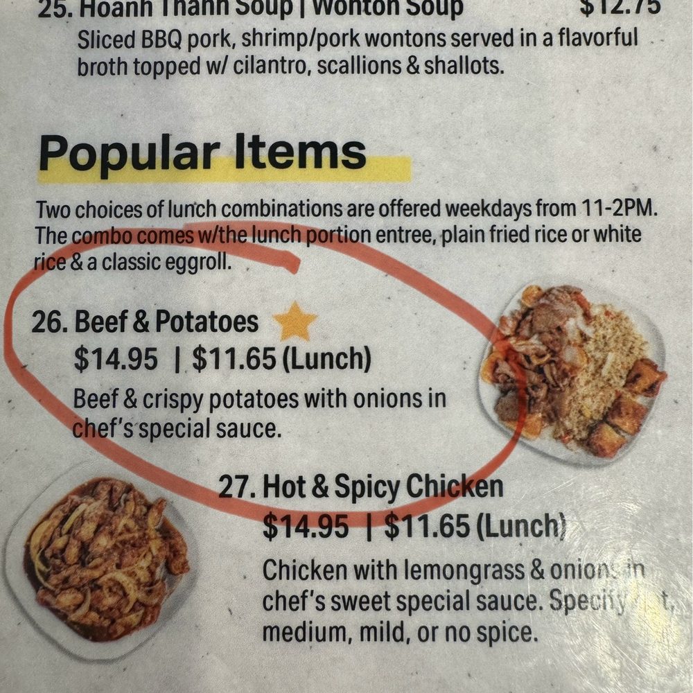MT Noodles - #26 Beef & Potato is all that you need! - Vietnamese Near Me - Brooklyn Park, Minnesota MT Noodles - #26 Beef & Potato is all that you need! - Vietnamese Near Me - Brooklyn Park, Minnesota