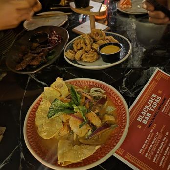 Blackjack Bar Tapas - Spicy shrimp salad and calamari - Cocktail Bars Near Me - Atlanta, Georgia