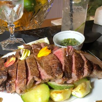 Casa Madre - Ribeye with roasted poblano (made dairy free for me with fresh veggies and roasted potatoes and chimichurri) - Cocktail Bars Near Me - Tucson, Arizona