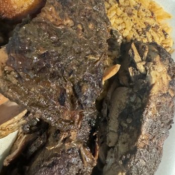 Caribbean Kitchen - Large jerk chicken dinner  Jerk chicken, cabbage, peas and rice & plantains - Caribbean Near Me - Fort Worth, Texas