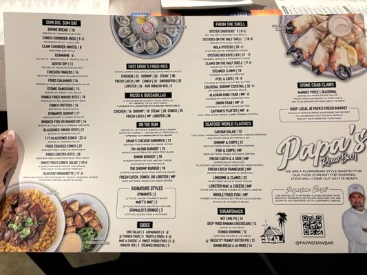Menu photo 2 Papa's Raw Bar Lighthouse Point, FL