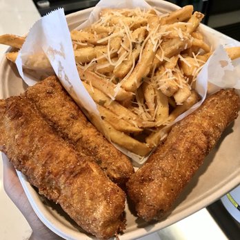 Cafe Dew - Awesome British Cod Patties with truffle fries - Coffee & Tea Near Me - Webster, Texas