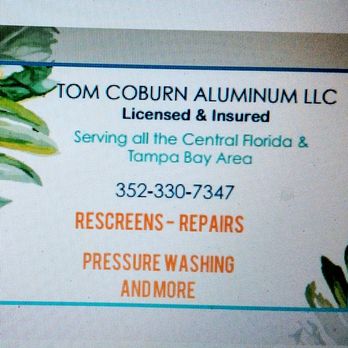 Tom Coburn Aluminum - business card - Patio Coverings Near Me - Summerfield, Florida Tom Coburn Aluminum - business card - Patio Coverings Near Me - Summerfield, Florida