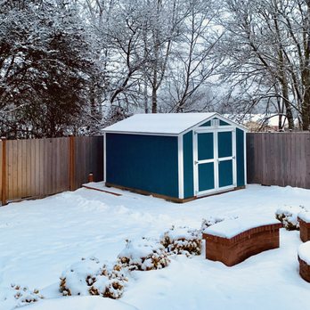 Tuff Shed Everett - Final shed safely in place, surrounded by snow! - Building Supplies Near Me - Everett, Washington