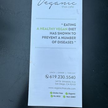 Veganic Thai Cafe - Paper menu - Thai Near Me - San Diego, California Veganic Thai Cafe - Paper menu - Thai Near Me - San Diego, California