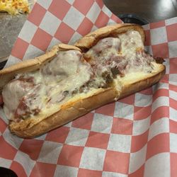 Sam's Pizza & Subs - Steak Parmesan sub, no onions, with meatballs.