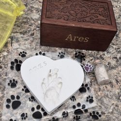 Forever Faithful - Urn, Paw Print and Hair Clipping