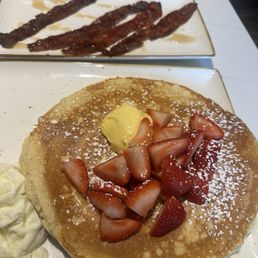 Lemon ricotta pancakes & million dollar bacon