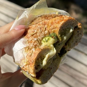Kismet Bagels - Rittenhouse Square - The Egg on Rosemary and Sea Salt Bagel - Bagels Near Me - Philadelphia, Pennsylvania Kismet Bagels - Rittenhouse Square - The Egg on Rosemary and Sea Salt Bagel - Bagels Near Me - Philadelphia, Pennsylvania