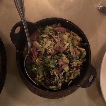 Scales - Brussels sprouts with duck confit - Seafood Near Me - Portland, Maine Scales - Brussels sprouts with duck confit - Seafood Near Me - Portland, Maine