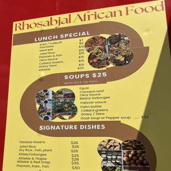 Rhosabjal Cuisine - Menu - African Near Me - Fort Worth, Texas
