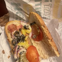 Subway - Barely any meat. Poorly made sandwich