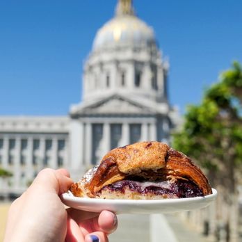 Arsicault - A cross section of the incredible Hazelnut Almond BlackBerry Croissant (hello SF city hall) - Bakeries Near Me - San Francisco, California