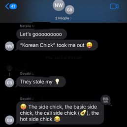 My friends having a whole text-convo about Side Chick's menu. My friends having a whole text-convo about Side Chick's menu.