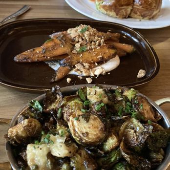 Ramsay's Kitchen - Roasted heirloom carrots (back) crispy Brussels sprouts (front) - New American Near Me - Naperville, Illinois