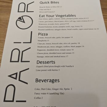 Parlor Pizza & Bar - The menu on October 11th, 2018 - Pizza Near Me - Wilton, Connecticut Parlor Pizza & Bar - The menu on October 11th, 2018 - Pizza Near Me - Wilton, Connecticut