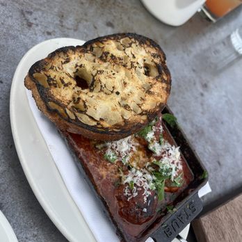 Gjelina - Braised Pork Meatballs, Tomato, Red Wine, Parmesan & Grilled Bread - New American Near Me - Venice, California Gjelina - Braised Pork Meatballs, Tomato, Red Wine, Parmesan & Grilled Bread - New American Near Me - Venice, California