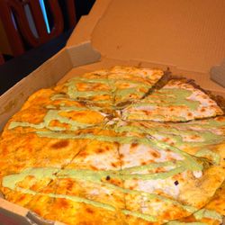 CaliBlue Mexican Grill - Birria Pizza- Large crispy tortillas, pizza styled, with birria, melted cheese, salsa verde, onions & cilantro